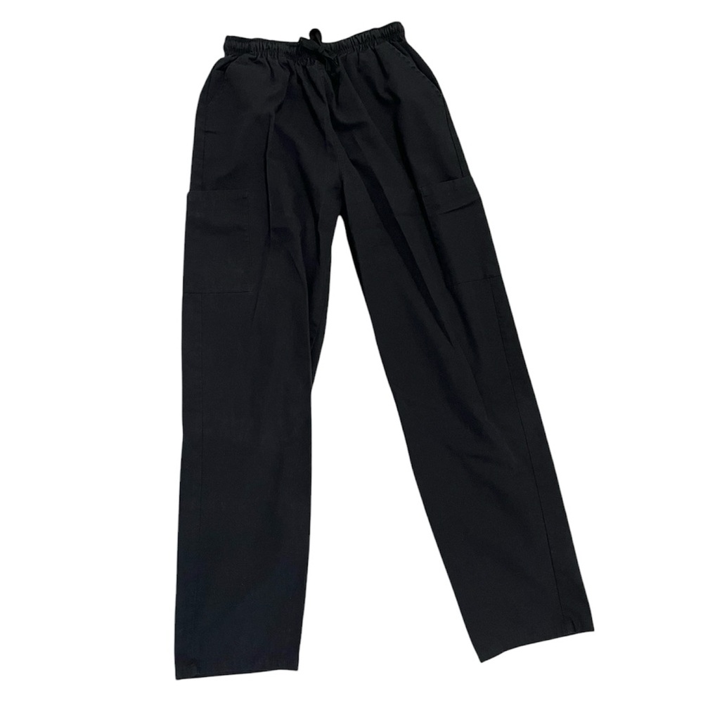 Black scrub cargo style straight leg pants
